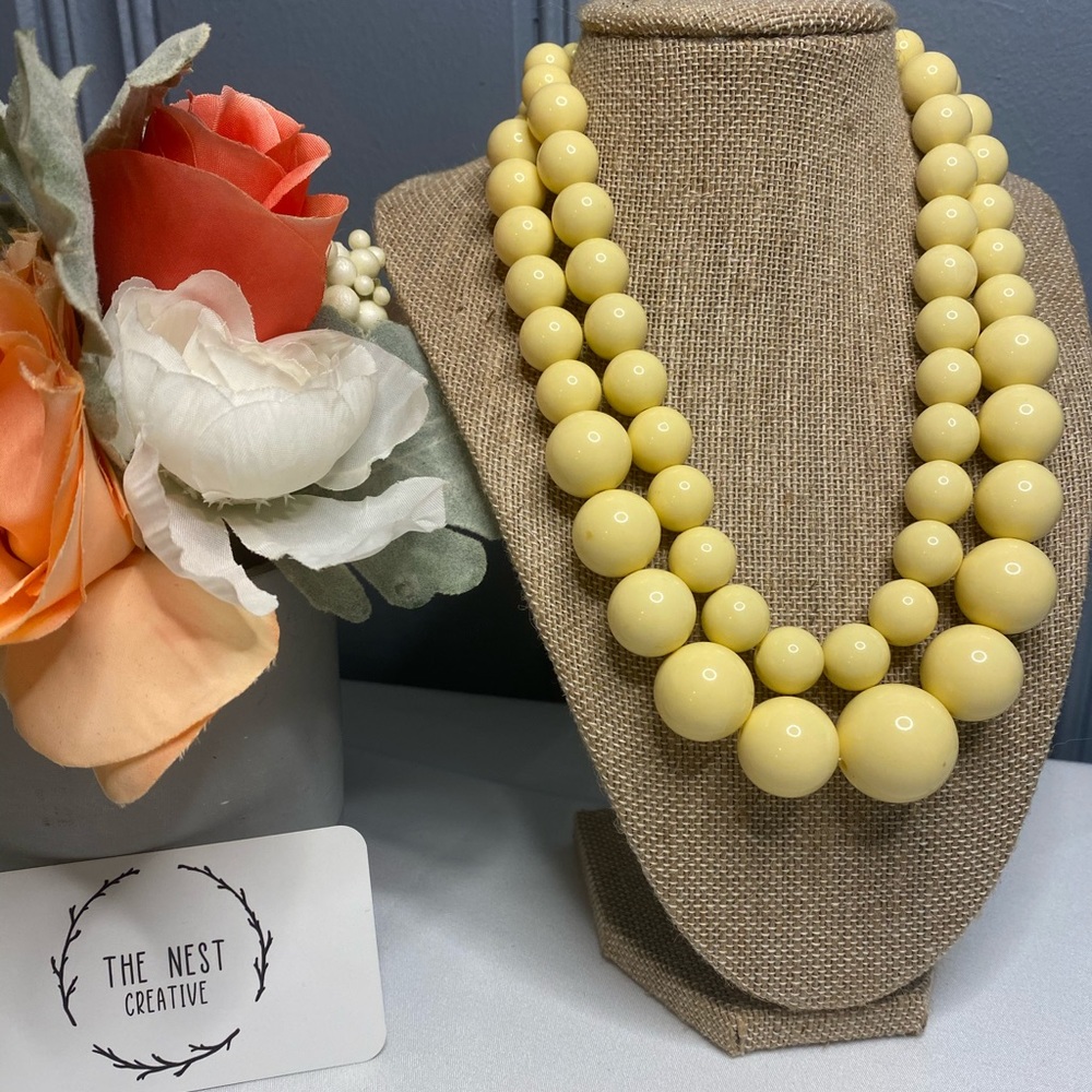 Vintage 2 Layer Pastel Yellow Oversized Pearls